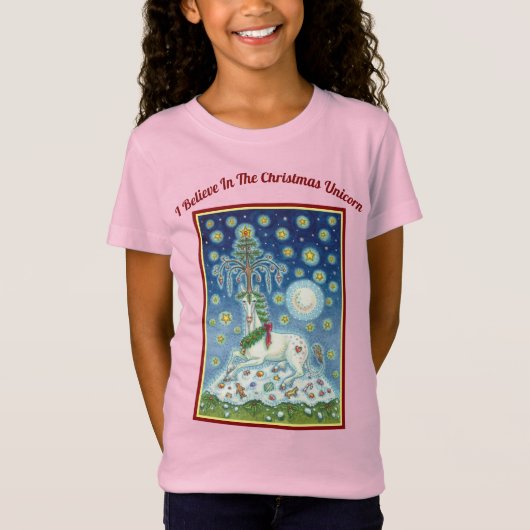 IK GELOOF IN DE CHRISTMAS UNICORN JERSEY T-SHIRT (Voorkant)