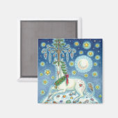IK GELOOF IN DE CHRISTMAS UNICORN SQUARE MAGNET (Voorkant / Achterkant)