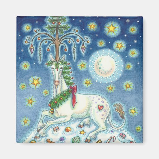 IK GELOOF IN DE CHRISTMAS UNICORN SQUARE MAGNET (Voorkant)