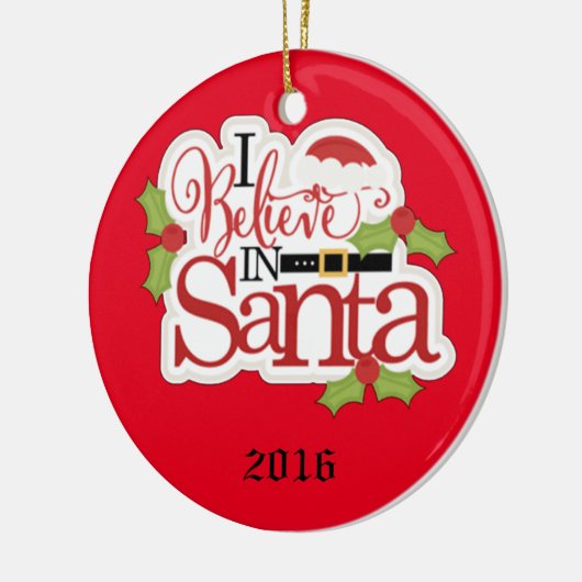 Ik geloof in de kerstman keramisch ornament (Links)