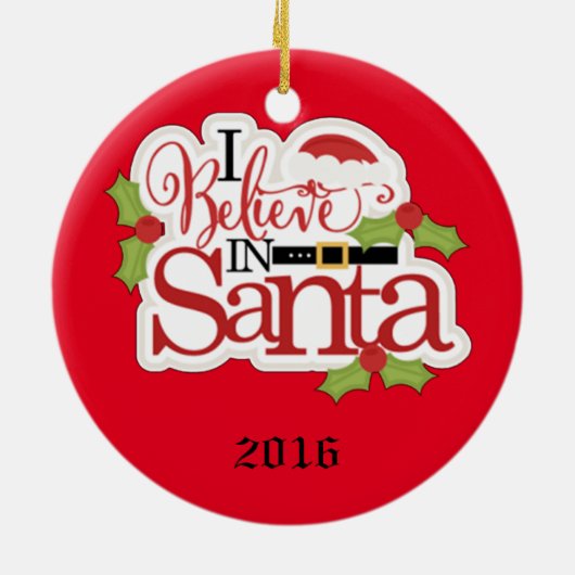 Ik geloof in de kerstman keramisch ornament (Achterkant)