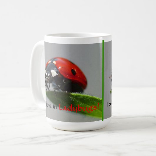Ik geloof in de Mok van Ladybugs (Voorkant links)