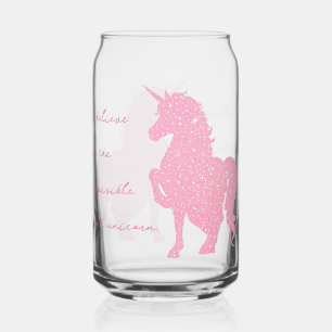 Ik geloof in de onzichtbare roze eenhoorn. blikvorm glas