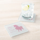 Ik geloof in de onzichtbare roze eenhoorn. glazen onderzetter (Schuin)