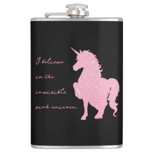 Ik geloof in de onzichtbare roze eenhoorn. heupfles