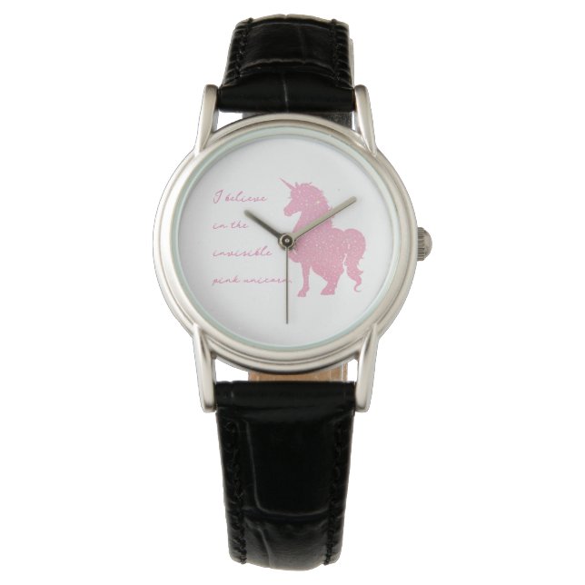 Ik geloof in de onzichtbare roze eenhoorn. horloge (Voorkant)