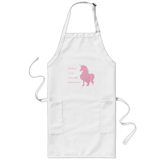 Ik geloof in de onzichtbare roze eenhoorn. lang schort (Voorkant)