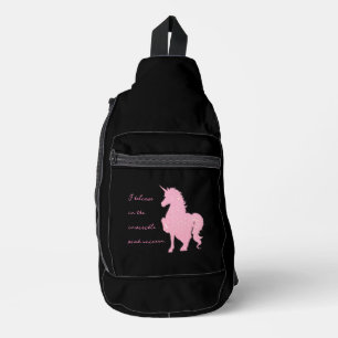 Ik geloof in de onzichtbare roze eenhoorn. sling bag