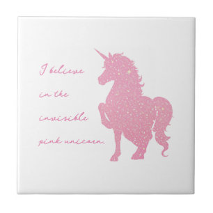 Ik geloof in de onzichtbare roze eenhoorn. tegeltje