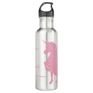 Ik geloof in de onzichtbare roze eenhoorn. waterfles 