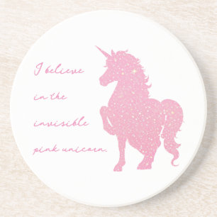 Ik geloof in de onzichtbare roze eenhoorn. zandsteen onderzetter