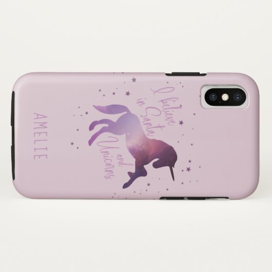 Ik geloof in eenhoorns en kerstmis Case-Mate iPhone case (Achterkant (horizontaal))