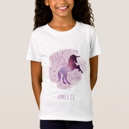Ik geloof in eenhoorns en kerstmis t-shirt (Voorkant)