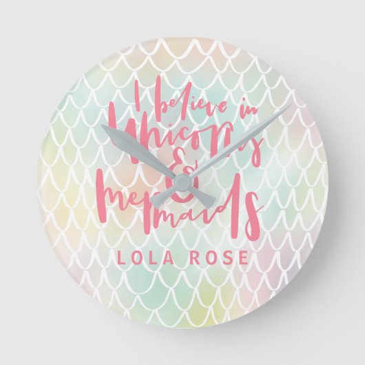 IK GELOOF IN EENHOORNS EN ZEEMEERMINNEN RONDE KLOK (Voorkant)