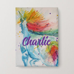 Ik geloof in eenhoorns regenboog schattige meisjes button