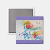 Ik geloof in eenhoorns regenboog schattige meisjes magneet (Voorkant / Achterkant)