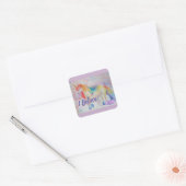 Ik geloof in eenhoorns regenboog schattige meisjes vierkante sticker (Envelop)