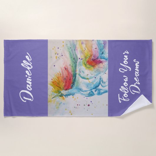 Ik geloof in eenhoorns regenboog Volg je dromen Strandlaken (Voorkant)