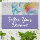 Ik geloof in eenhoorns regenboog Volg je dromen Theedoek (Gevouwen)