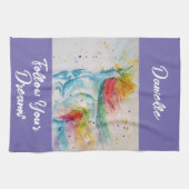 Ik geloof in eenhoorns regenboog Volg je dromen Theedoek (Horizontaal)