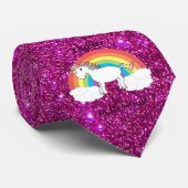 Ik geloof in eenhoorns roze glitter stropdas (Opgerold)