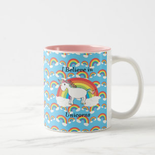 Ik geloof in eenhoorns tweekleurige koffiemok
