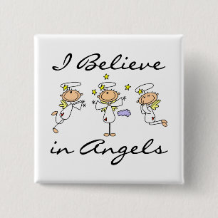 Ik geloof in engel T-shirts en cadeaus Vierkante Button 5,1 Cm