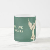 Ik geloof in engelen | Golden Angel Wings Green Matglas Koffiemok (Voorkant rechts)