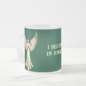Ik geloof in engelen | Golden Angel Wings Green Matglas Koffiemok (Voorkant links)