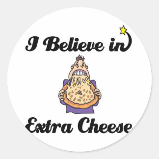 Ik geloof in extra kaas ronde sticker