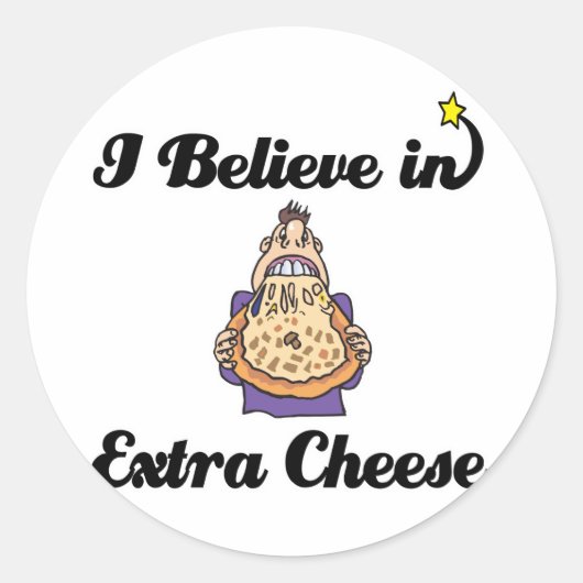 Ik geloof in extra kaas ronde sticker (Voorkant)