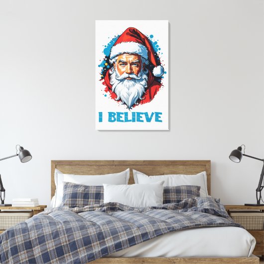 Ik geloof in het ontwerp van de Kerstman Graffiti- Canvas Afdruk (Insitu (Slaapkamer))