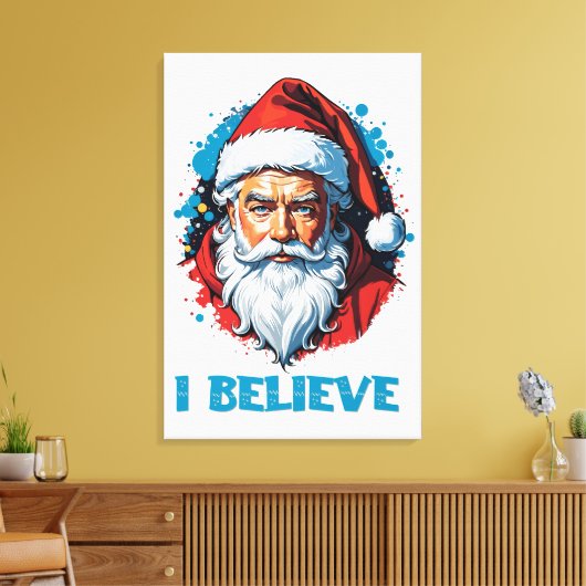 Ik geloof in het ontwerp van de Kerstman Graffiti- Canvas Afdruk (Insitu (Woonkamer))
