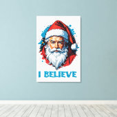 Ik geloof in het ontwerp van de Kerstman Graffiti- Canvas Afdruk (Insitu (Houten vloer))