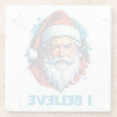 Ik geloof in het ontwerp van de Kerstman Graffiti- Glazen Onderzetter (Achterkant)