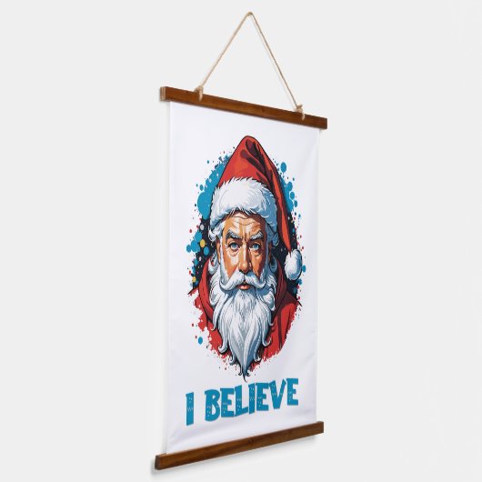 Ik geloof in het ontwerp van de Kerstman Graffiti- Hangend Wandkleed (Gebogen)