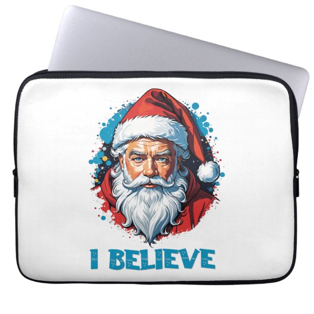 Ik geloof in het ontwerp van de Kerstman Graffiti- Laptop Sleeve (Voorkant)
