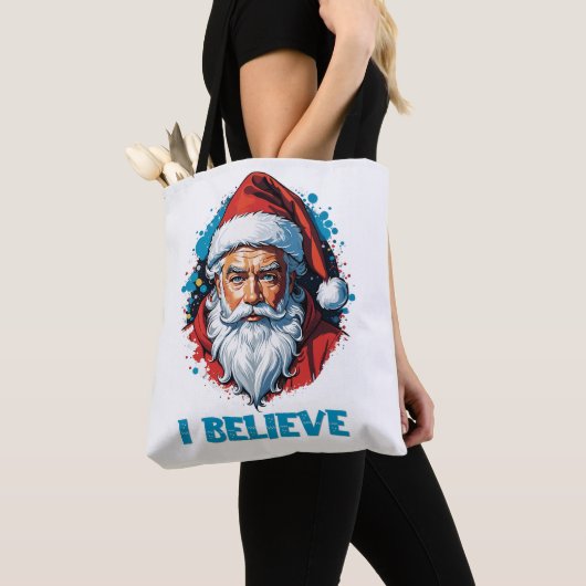 Ik geloof in het ontwerp van de Kerstman Graffiti- Tote Bag (Dichtbij)