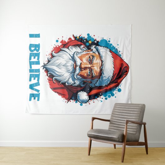 Ik geloof in het ontwerp van de Kerstman Graffiti- Wandkleed (In Situ (horizontaal))