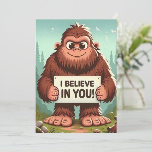 Ik geloof in je grote voet feestdagenkaart (Staand voorkant)