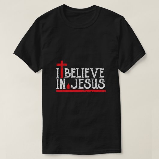 Ik geloof in Jezus - Christelijk geloof dwars bloe T-shirt (Design voorkant)