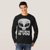 Ik geloof in jou Alien in het wit T-shirt (Voorkant volledig)