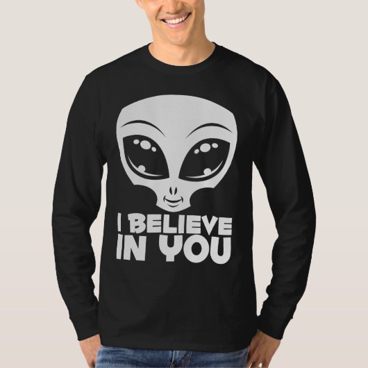 Ik geloof in jou Alien in het wit T-shirt (Voorkant)
