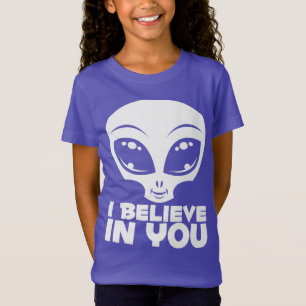 Ik geloof in jou Alien in het wit T-shirt