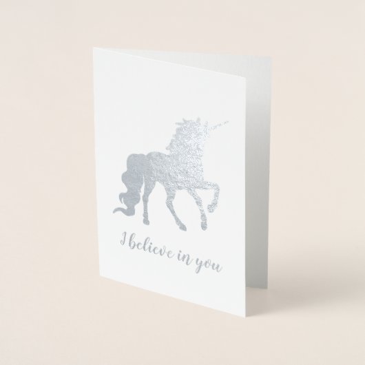 Ik geloof in jou Unicorn Silver Folie Kaarten (Voorkant)