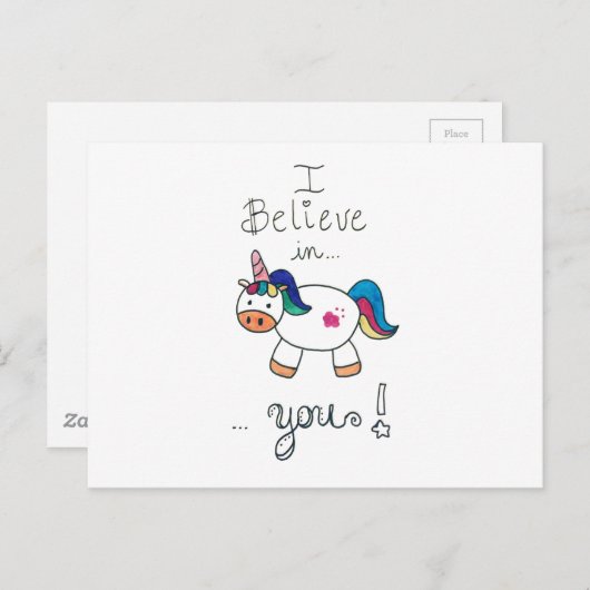 Ik geloof in JULLIE! Unicorn Briefkaart (Voorkant / Achterkant)