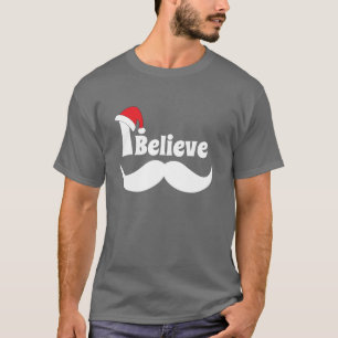 Ik geloof in kerstontwerp met snor t-shirt