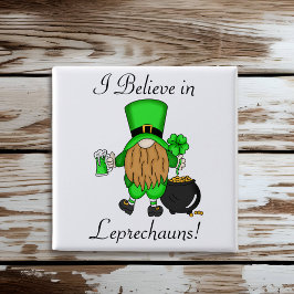 Ik geloof in Leprechauns. Vierkante Button 5,1 Cm