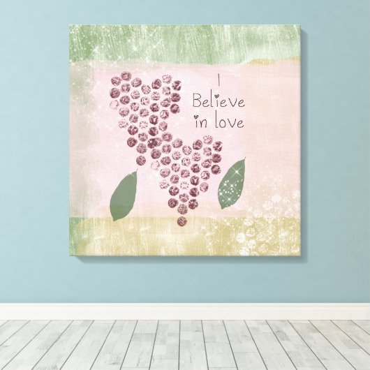 Ik geloof in liefdesharten canvas afdruk (Insitu (Houten vloer))