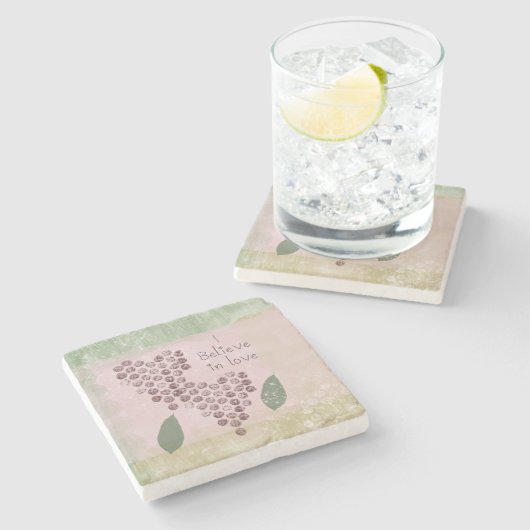 Ik geloof in liefdesharten stenen onderzetter (Zijkant)